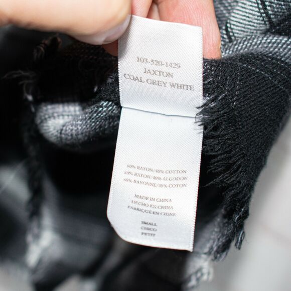 Rails Black Grey Plaid JAXTON Flannel Shirt size Small - Picture 6 of 9